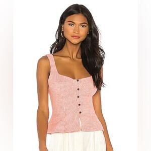 Mara Hoffman Organic Cotton Houndstooth Sleeveless Lola Bustier Button Up Top 6